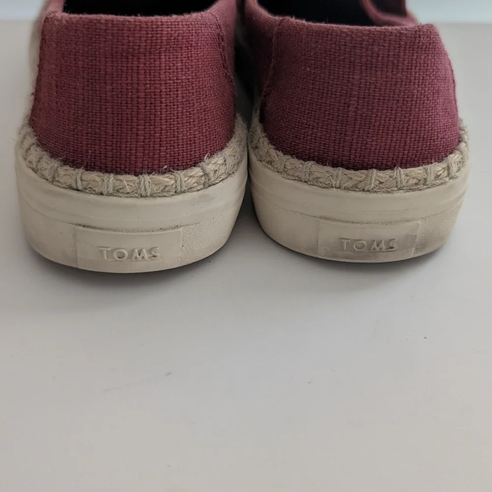 🥁 Toms Sunset Natural Rope Edge Canvas Slip On Espadrille in Cranberry